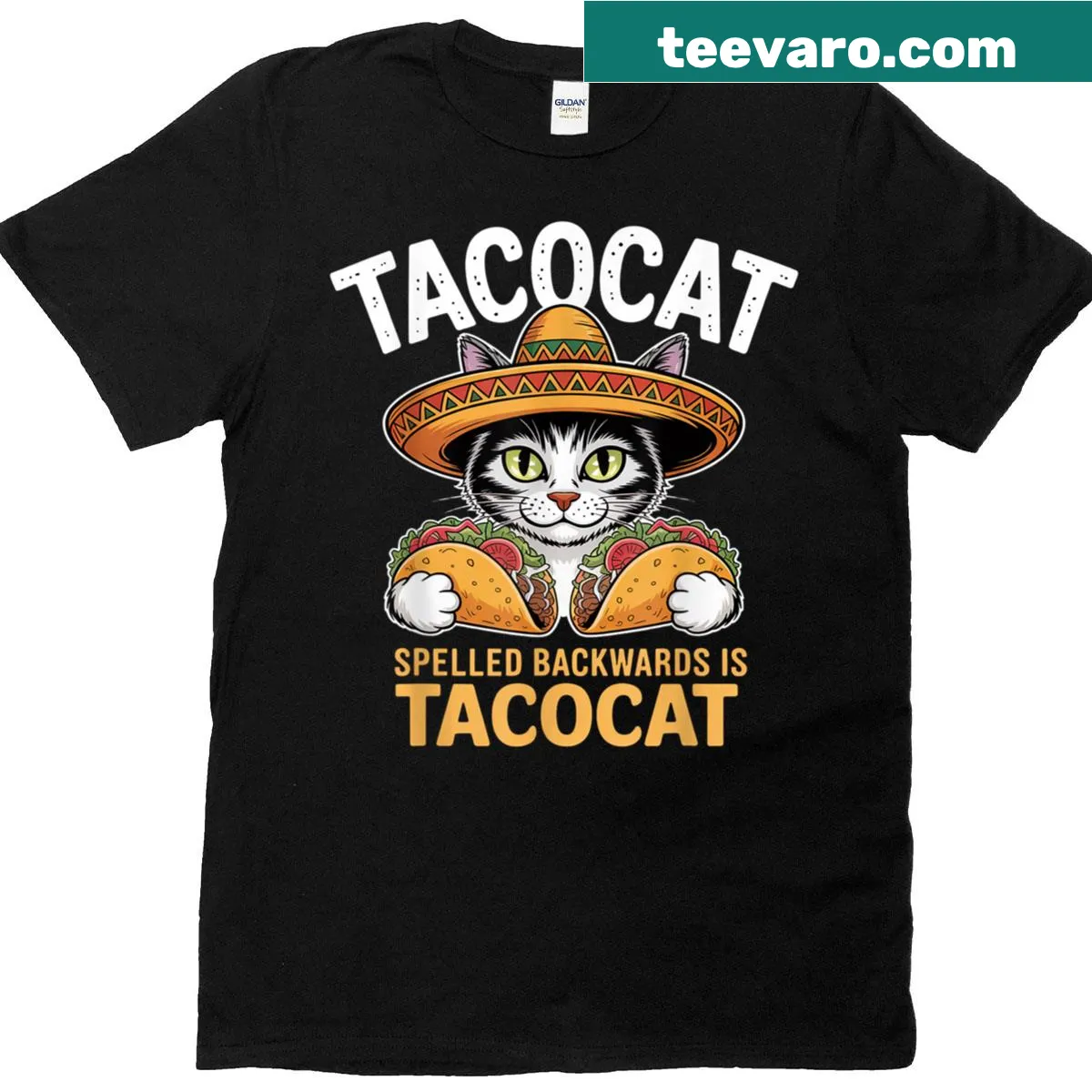 Cute cartoon cat graphic on a T-shirt for cat lovers — on a men's t-shirt
