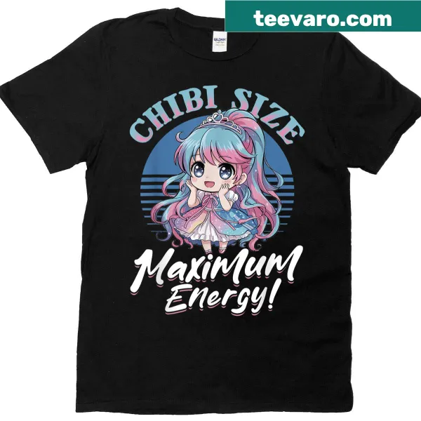 Cute anime chibi design T-shirt featuring kawaii elements.