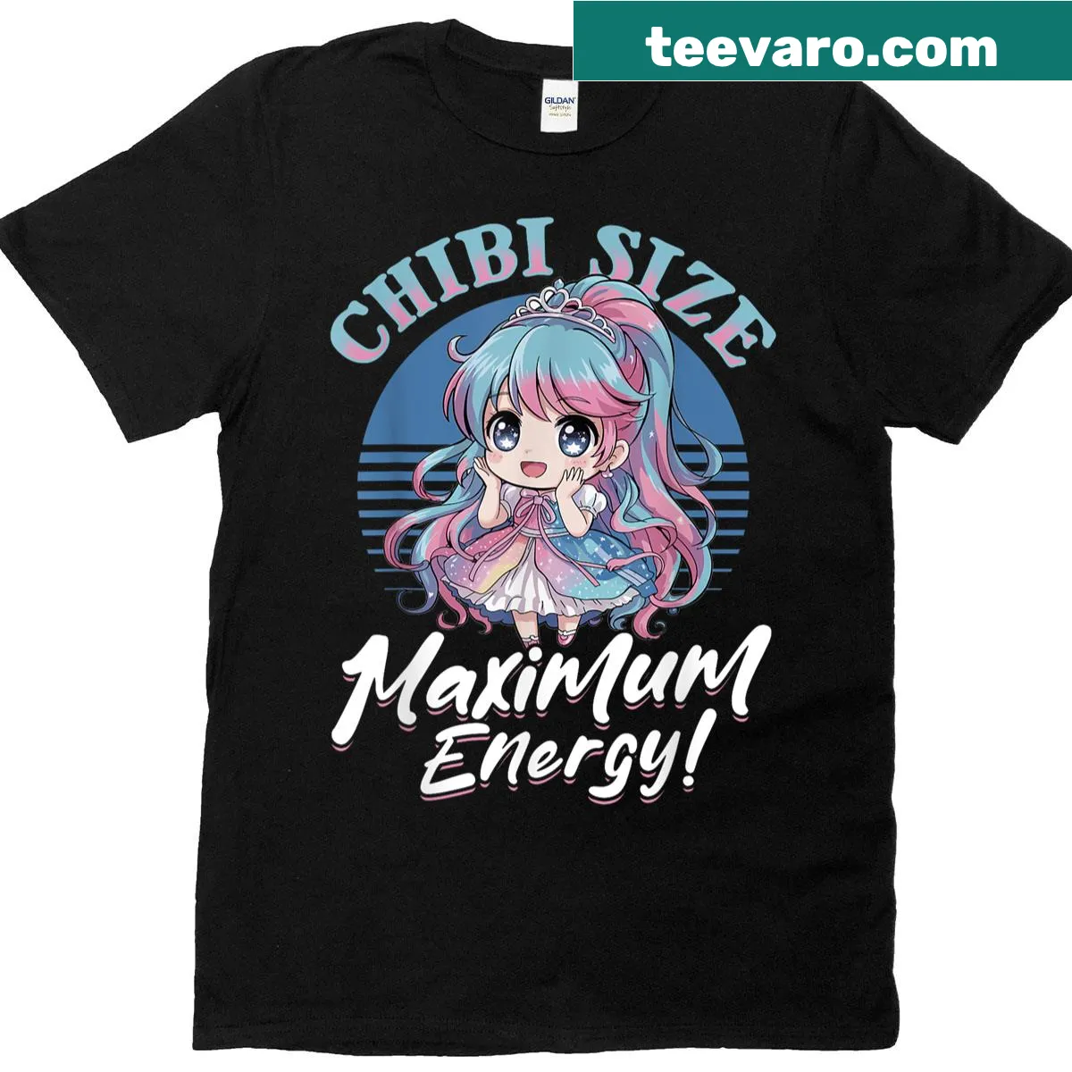 Cute anime chibi design T-shirt featuring kawaii elements. — on a men's t-shirt
