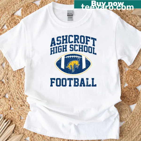 Ashcroft High School Football T-shirt with sports graphics.