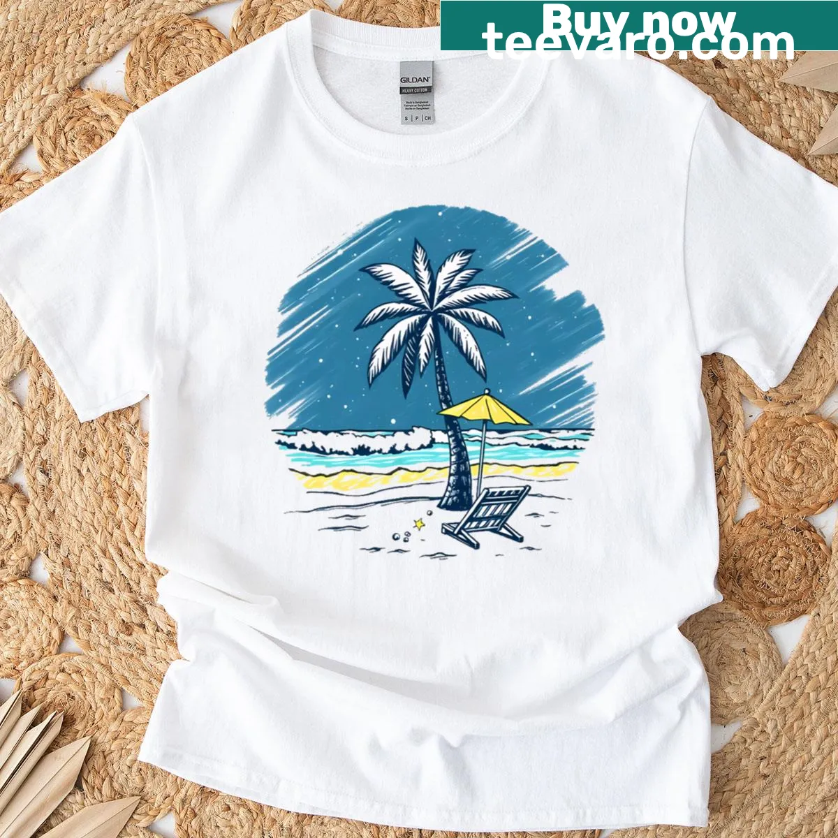 Beach Vibe t-shirt featuring the words Sun Sand Amp Chill — on a men's t-shirt