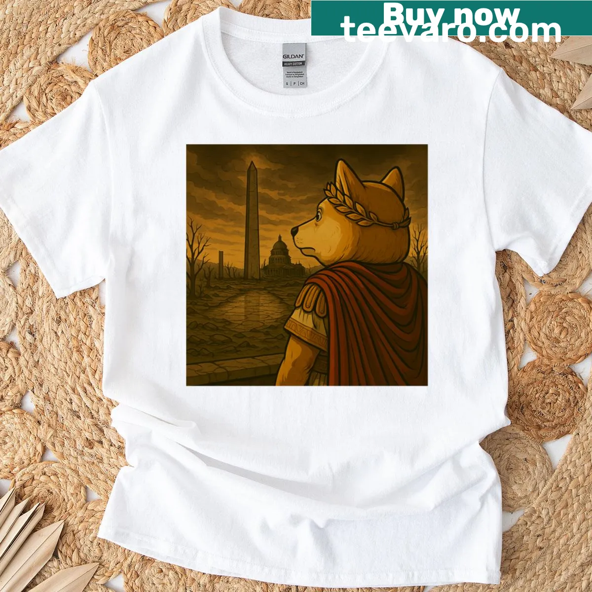 Illustrated Caligula graphic on a t-shirt with edgy design — on a men's t-shirt