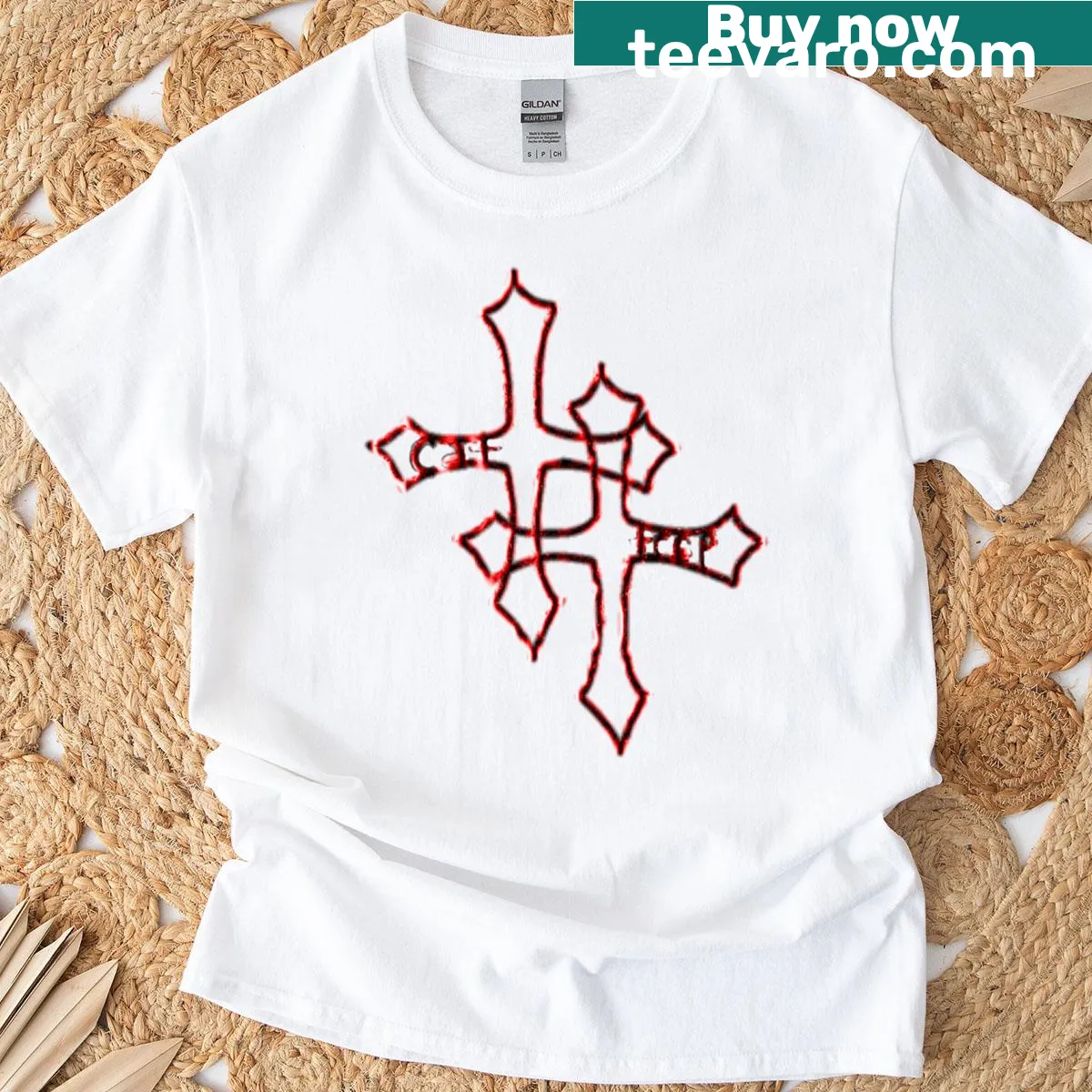 Minimalist Cattrap logo t-shirt — on a men's t-shirt