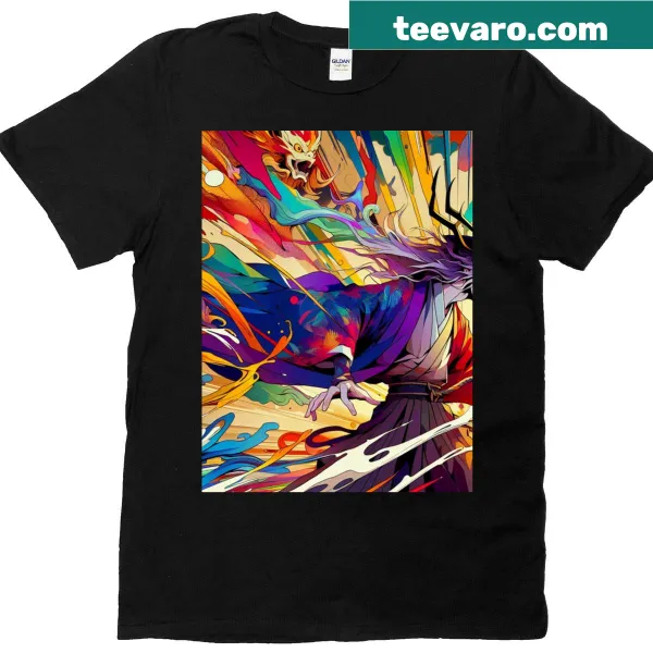 Celestial burst graphic T-shirt featuring stars and cosmic elements