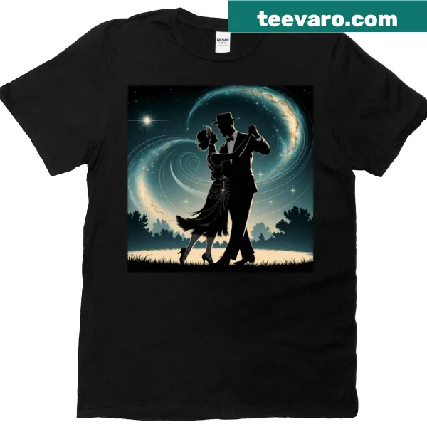 Celestial design featuring stars and planets on a T-shirt