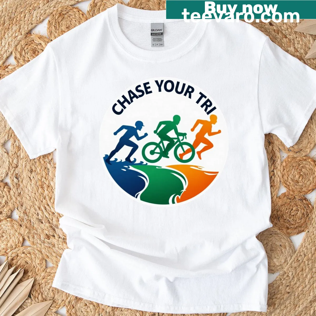 Inspirational triathlon quote on a T-shirt for athletes. — on a men's t-shirt