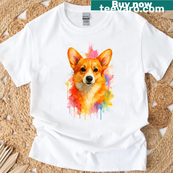 Watercolor corgi graphic T-shirt design