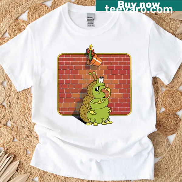 Retro video game-themed T-shirt featuring crackpot characters