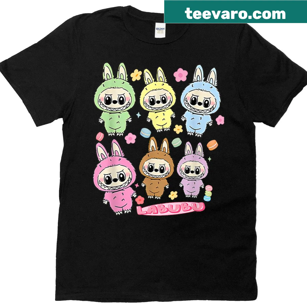 Cute cartoon monster Labubu design T-shirt — on a men's t-shirt