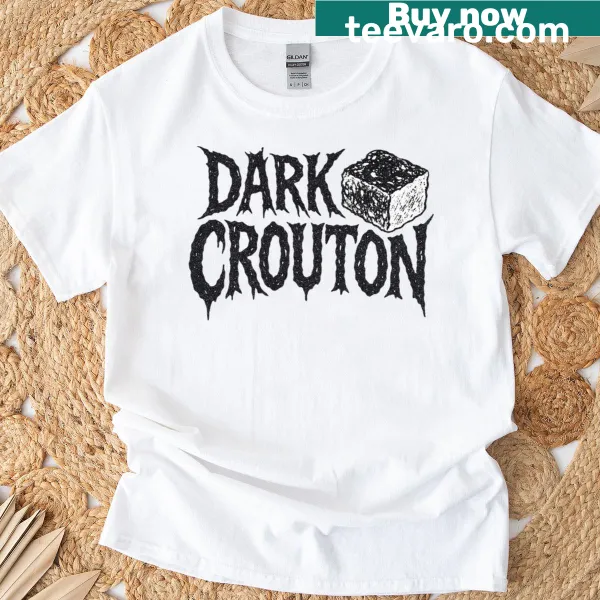 Bold Dark Crouton logo graphic on a gaming t-shirt