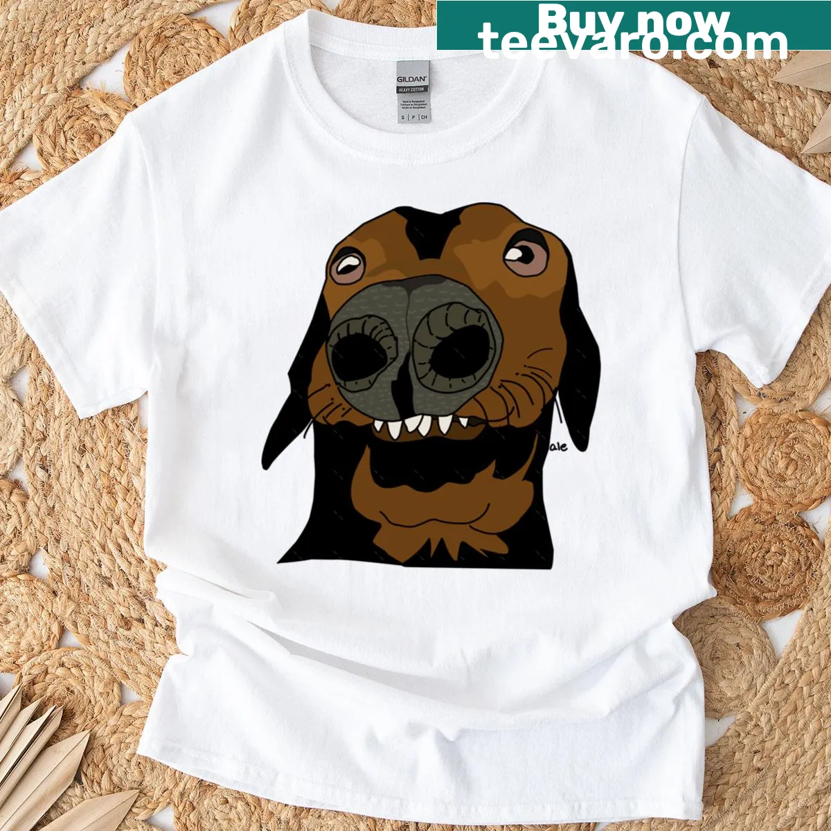 Cartoon Dog Dachshund T-shirt celebrating the breed — on a men's t-shirt