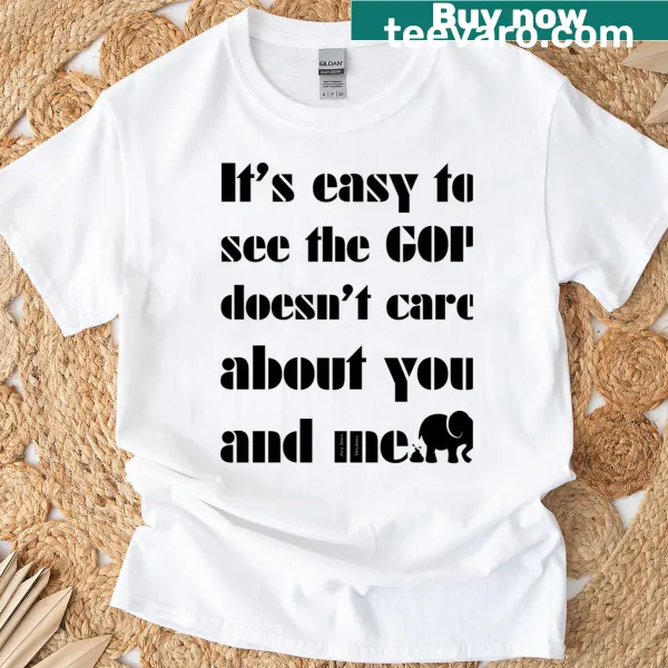 Minimalist T-shirt with black text 'Easy To See The Gop', simple design