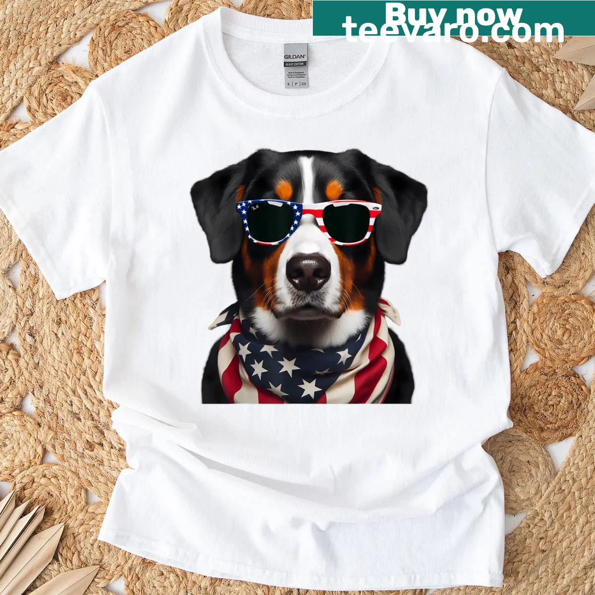 4th of July t-shirt for Entlebucher Mountain Dog owners — on a men's t-shirt
