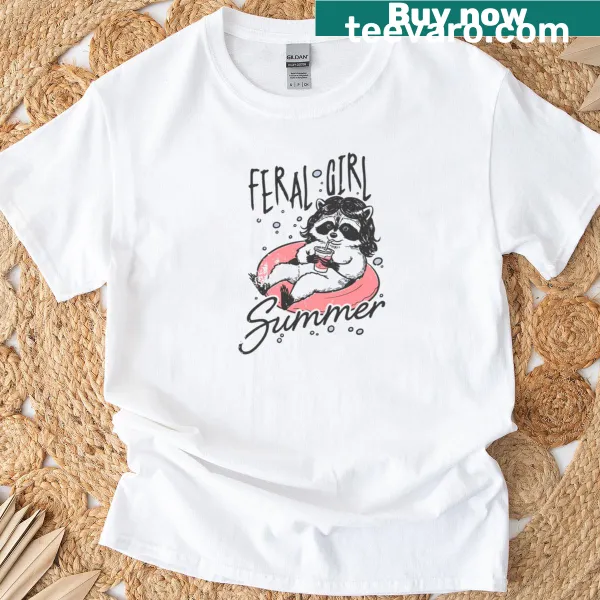 Playful 'Feral Girl Summer' t-shirt with bold typography