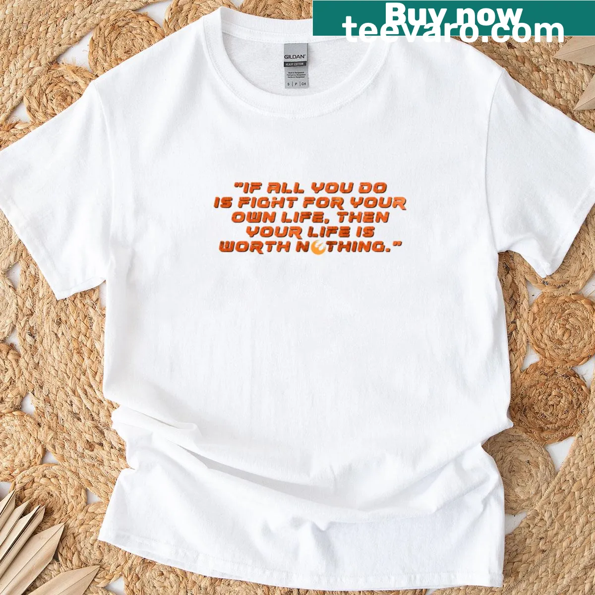 Inspirational t-shirt with 'Fight For Your Own Life' quote — on a men's t-shirt