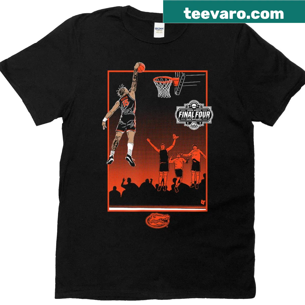 Vintage graphic of Alijah Martin dunking on Florida basketball T-shirt — on a men's t-shirt