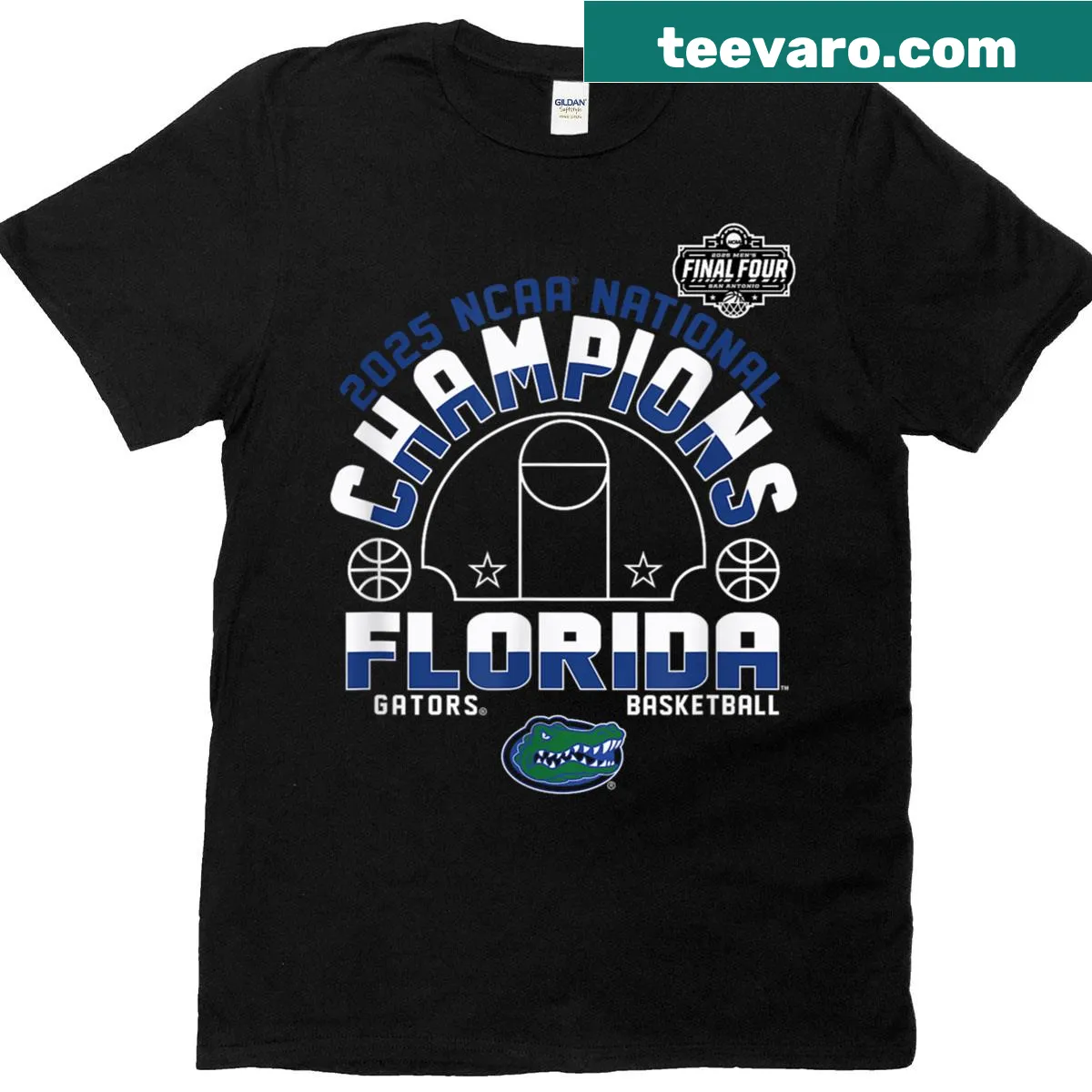 Florida Gators National Champs 2025 T-shirt featuring arch-style championship text — on a men's t-shirt