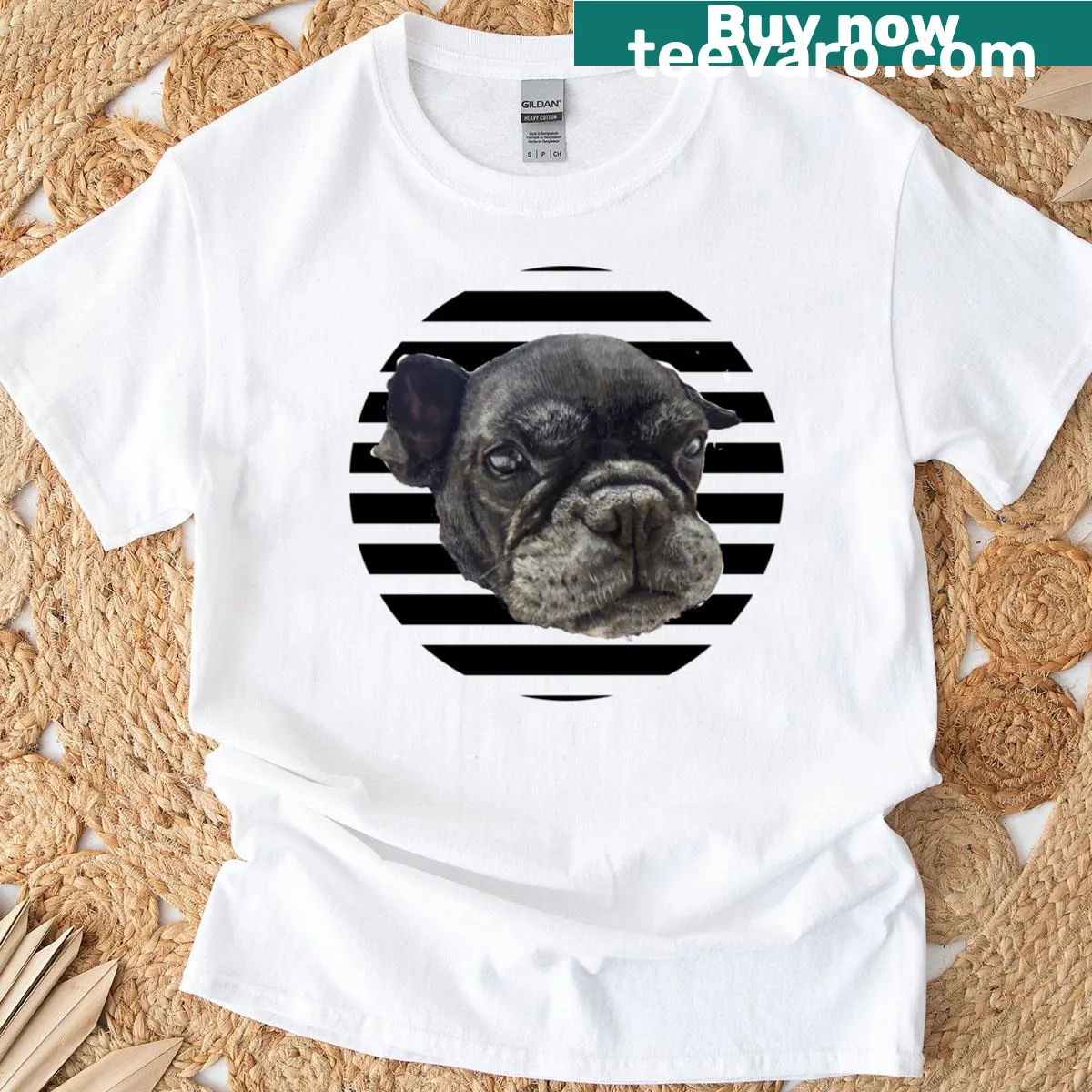 French Bulldog T-shirt featuring a cute cartoon graphic — on a men's t-shirt