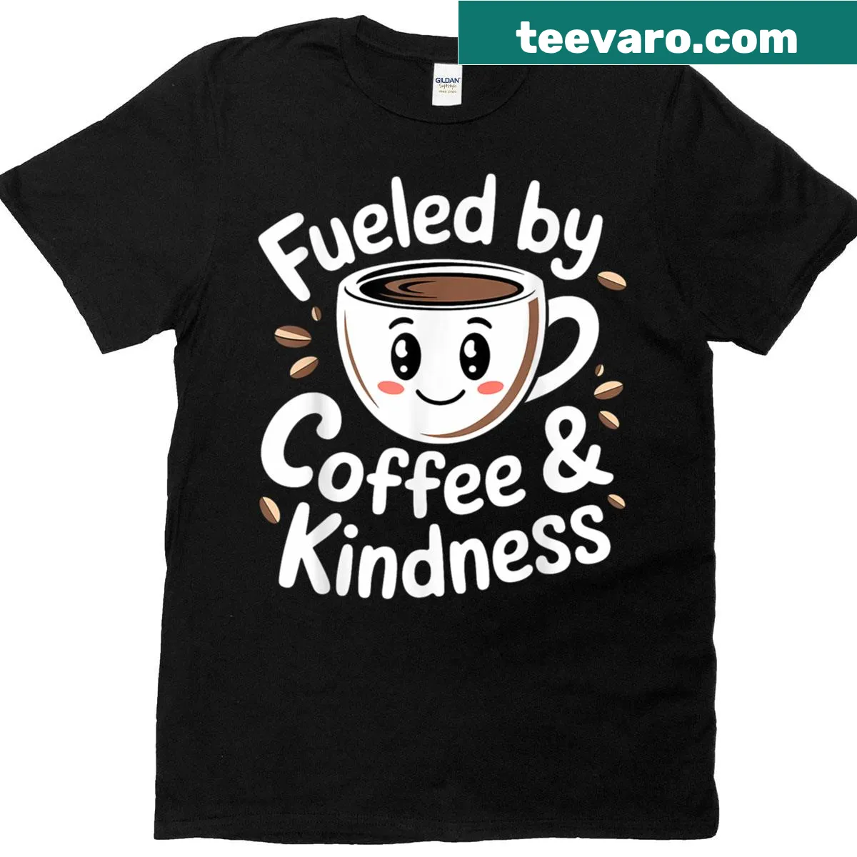 Coffee-themed T-shirt with humorous text about kindness — on a men's t-shirt
