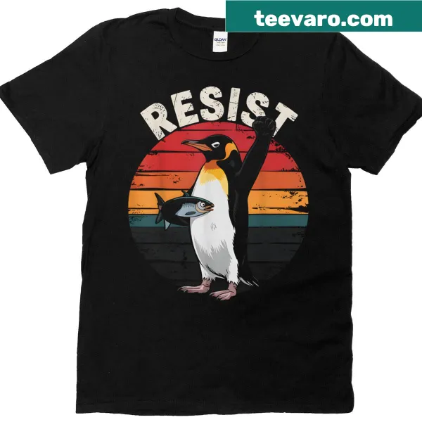 Graphic of penguins humorously protesting with text about tariffs
