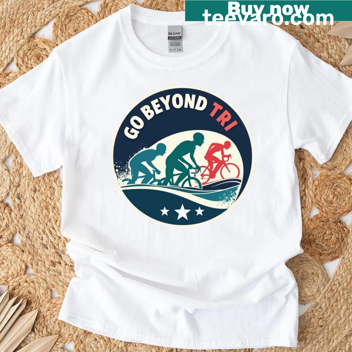 Motivational T-shirt with the phrase 'Go Beyond' for endurance athletes — on a men's t-shirt