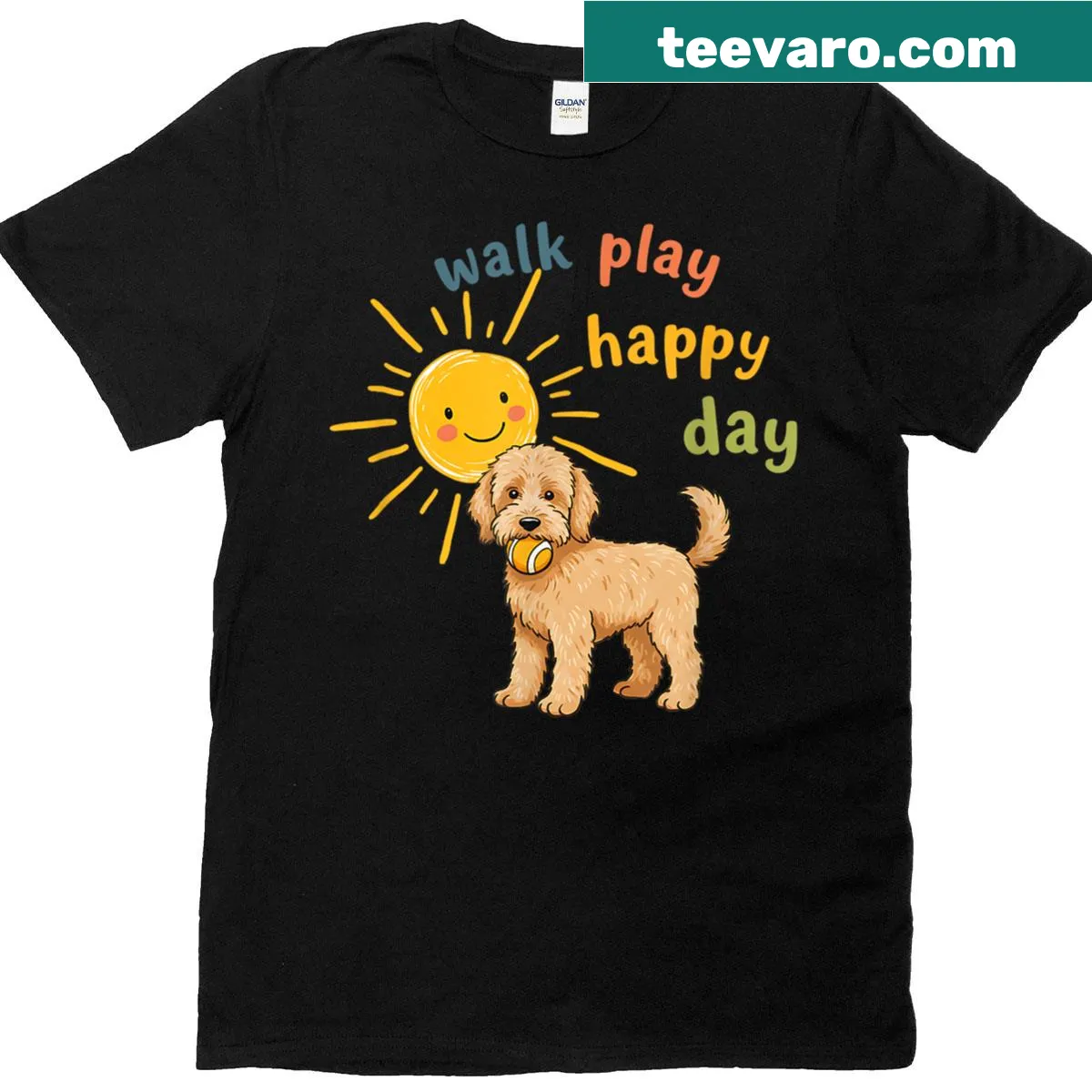 Adorable illustration of a Golden Doodle on a dog lover t-shirt — on a men's t-shirt