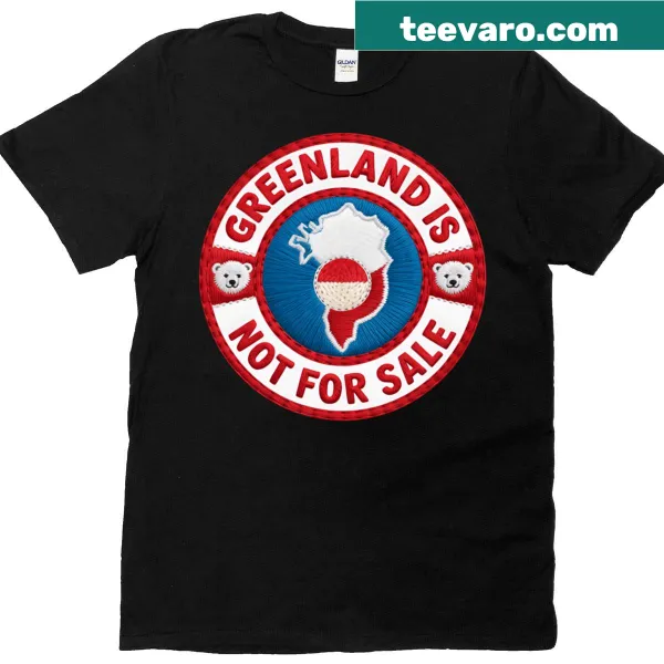 Bear graphic with text supporting Greenland's statehood on a T-shirt