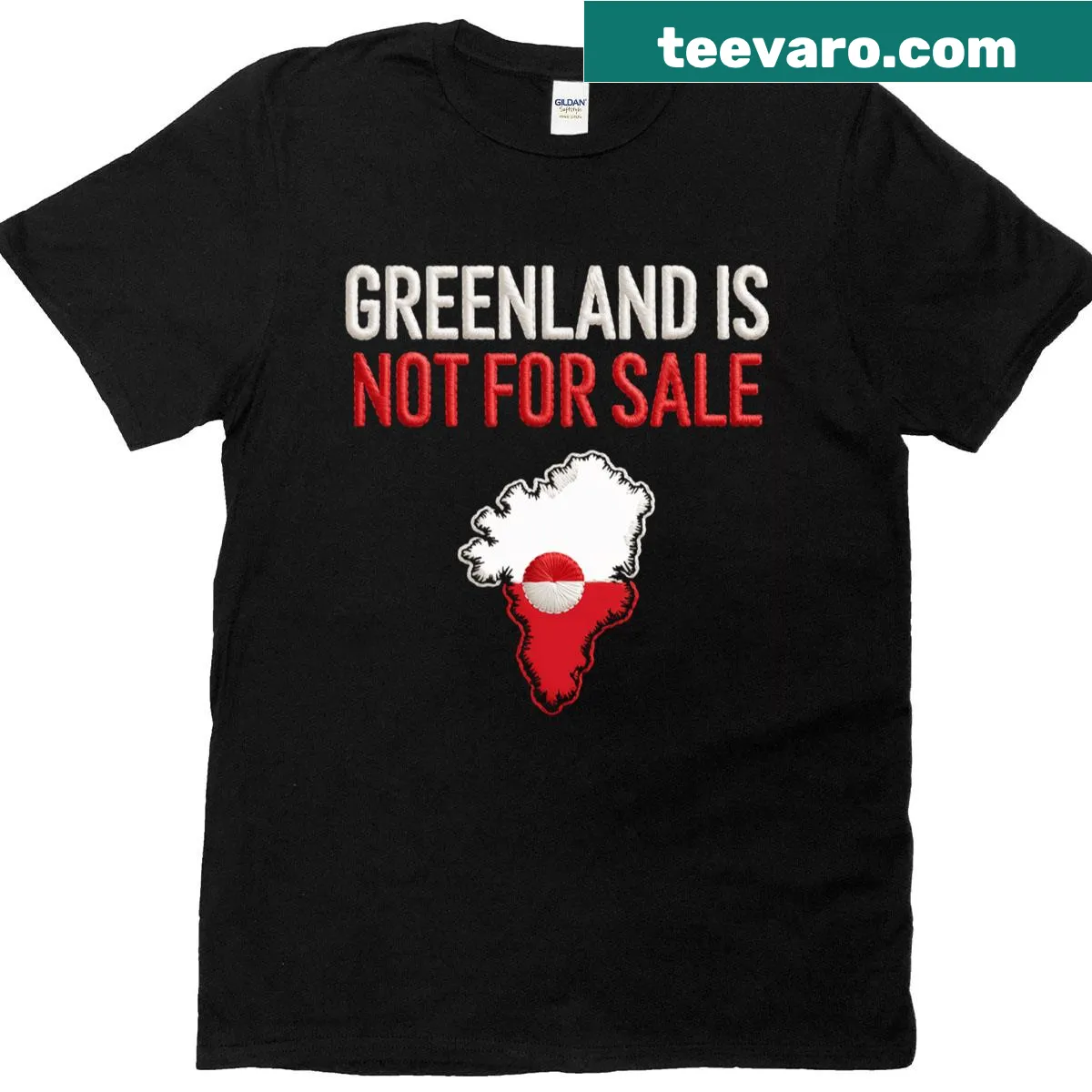 Bold typography T-shirt stating 'Greenland Is Not For Sale' with a political theme — on a men's t-shirt