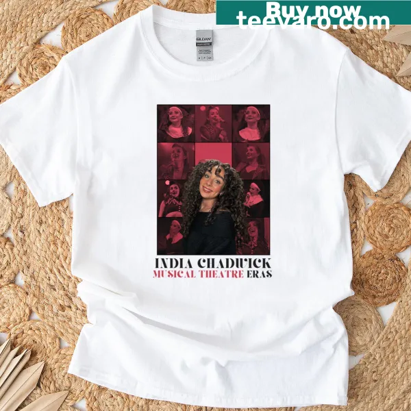 Illustrated t-shirt featuring musical theatre eras design