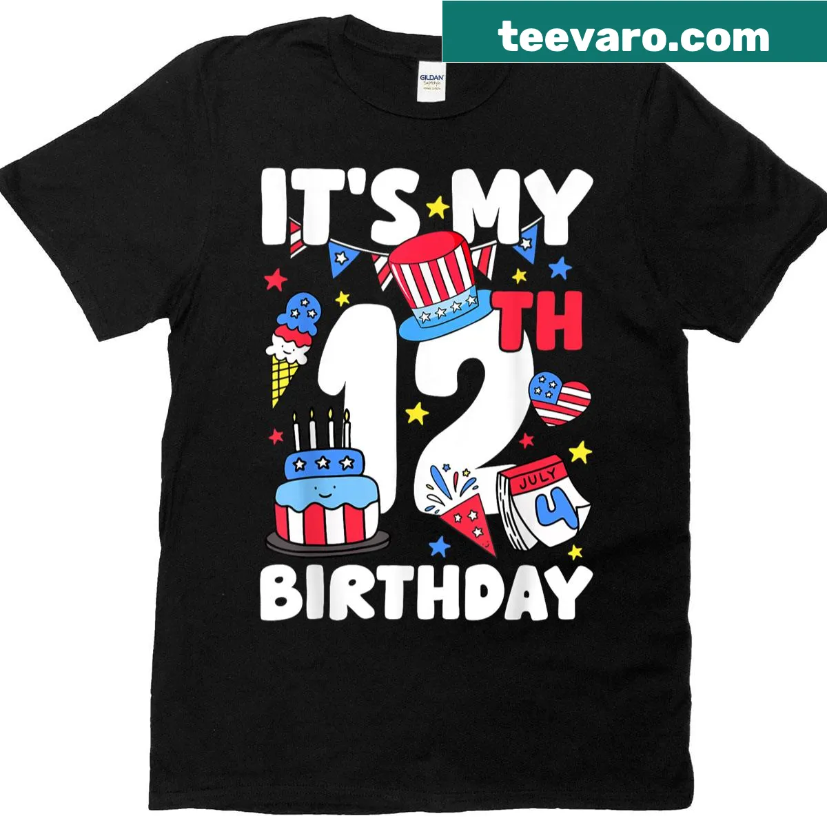 Birthday and Independence Day themed T-shirt for kids — on a men's t-shirt