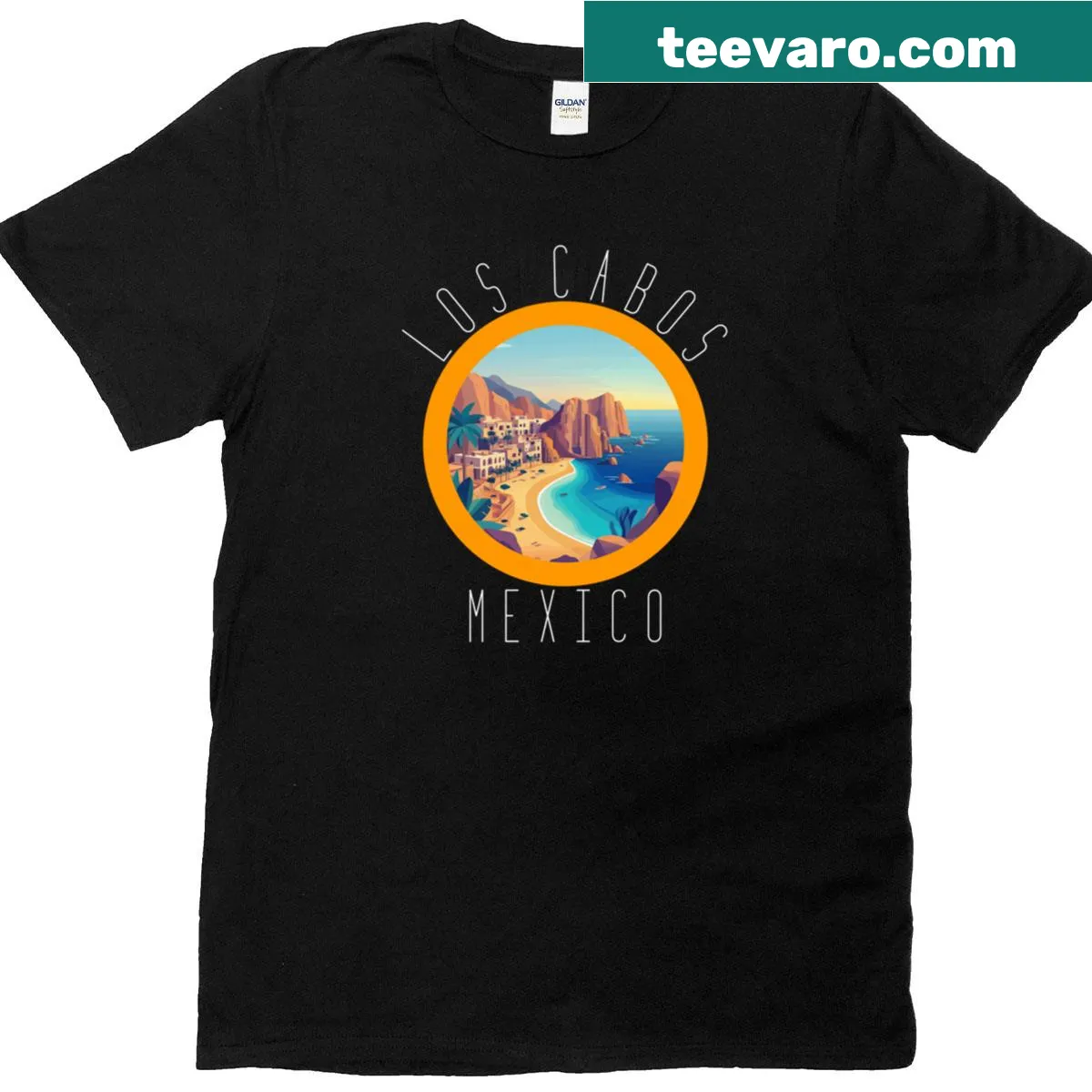Los Cabos T-shirt with white lettering representing the destination — on a men's t-shirt
