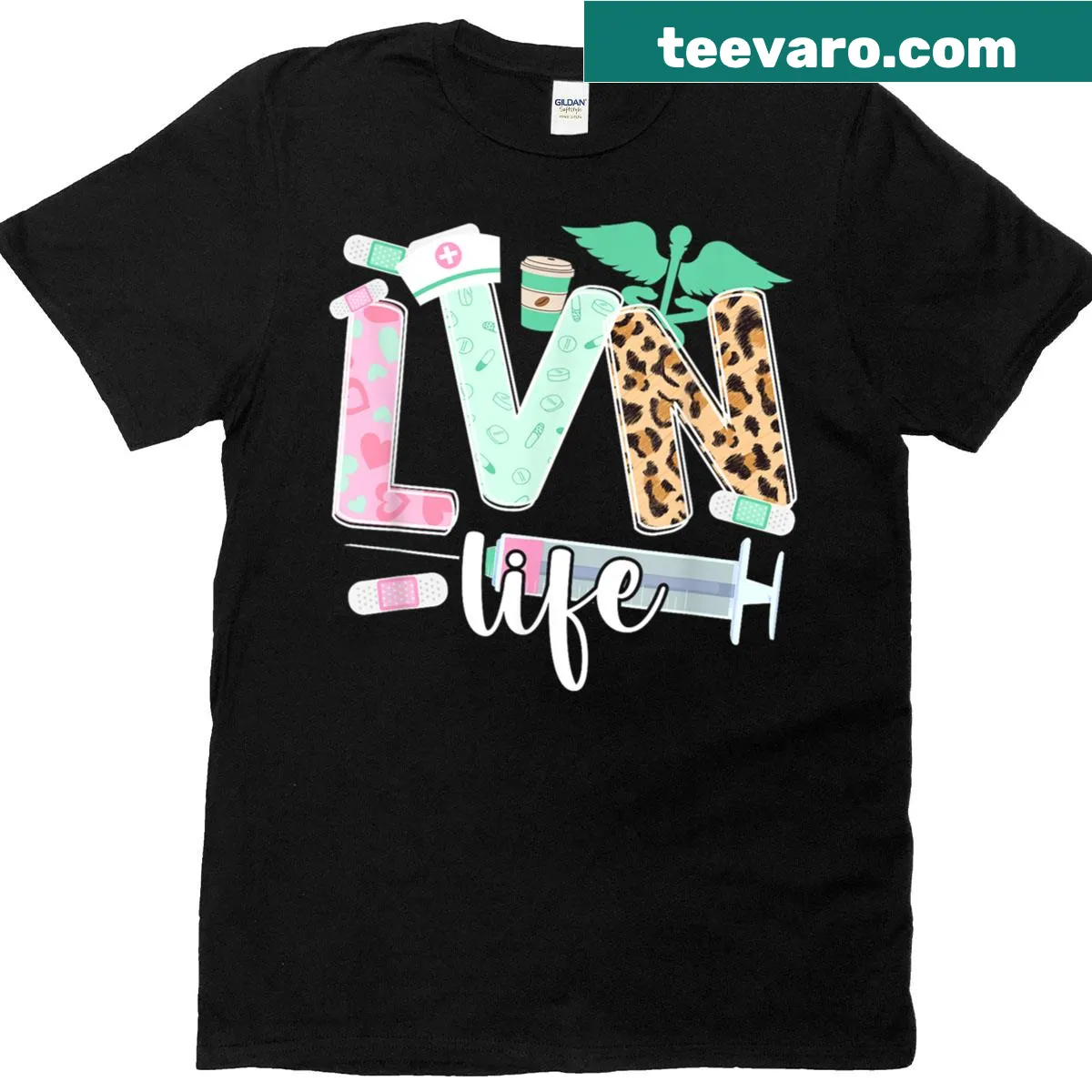 Illustrative design celebrating the life of a Licensed Vocational Nurse — on a men's t-shirt