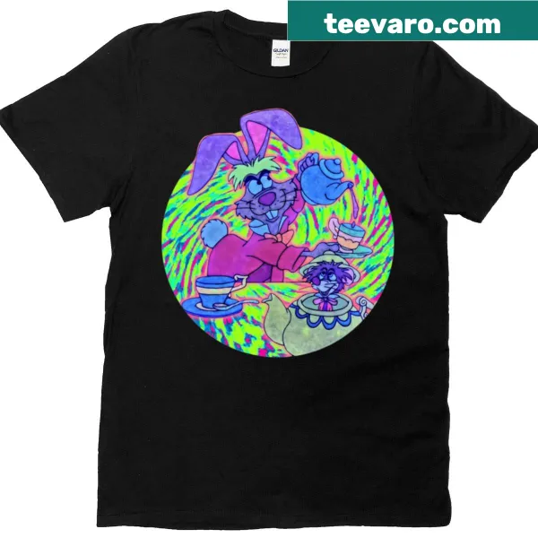 Cartoon graphic of a March Hare on the T-shirt