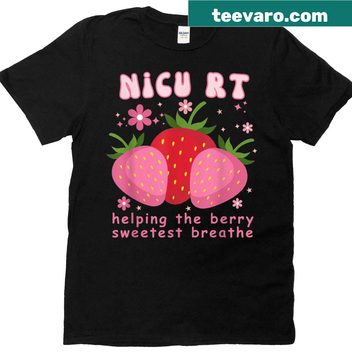 Heartwarming nurse-themed t-shirt with strawberry design — on a men's t-shirt