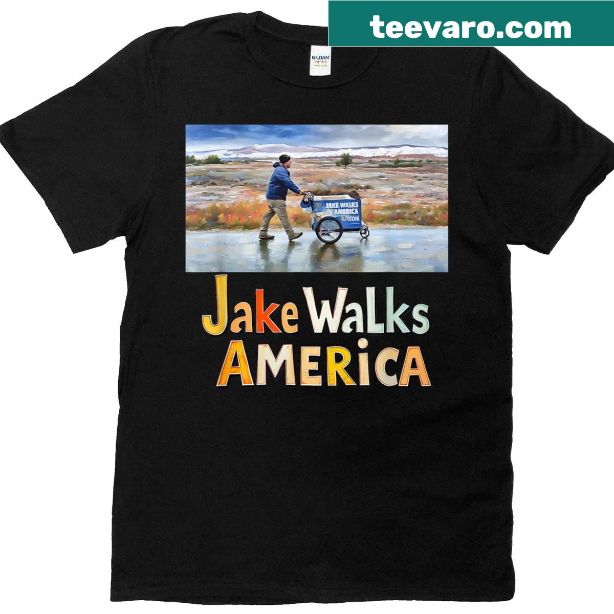 Illustration of a scenic landscape on a casual t-shirt. — on a men's t-shirt