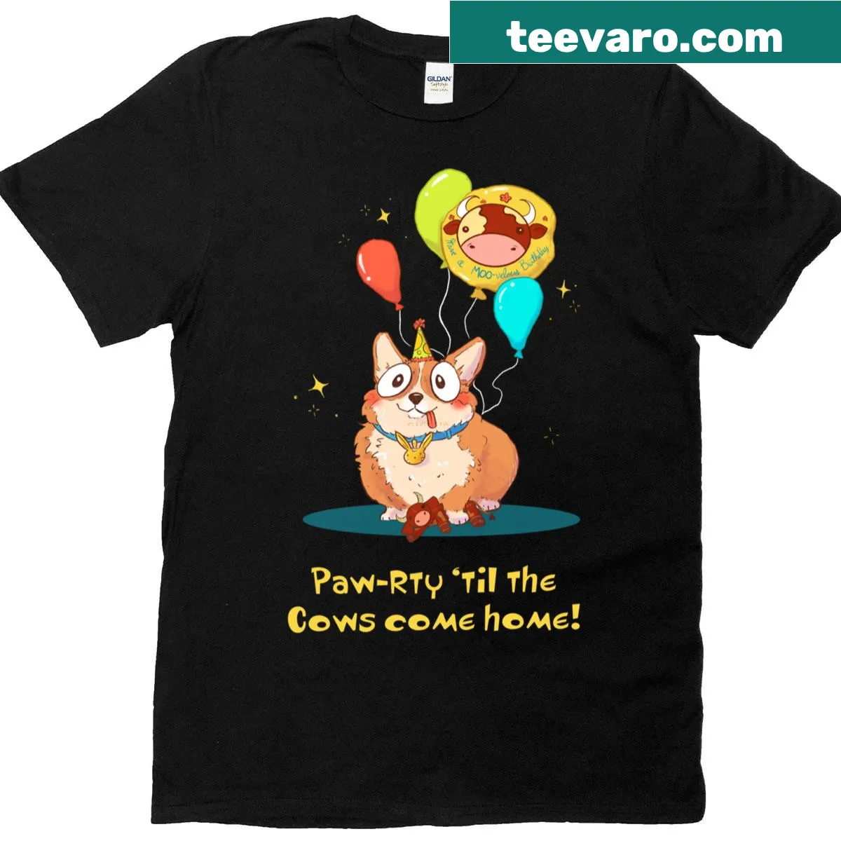 Humorous dog lover t-shirt with Paw-rty phrase — on a men's t-shirt