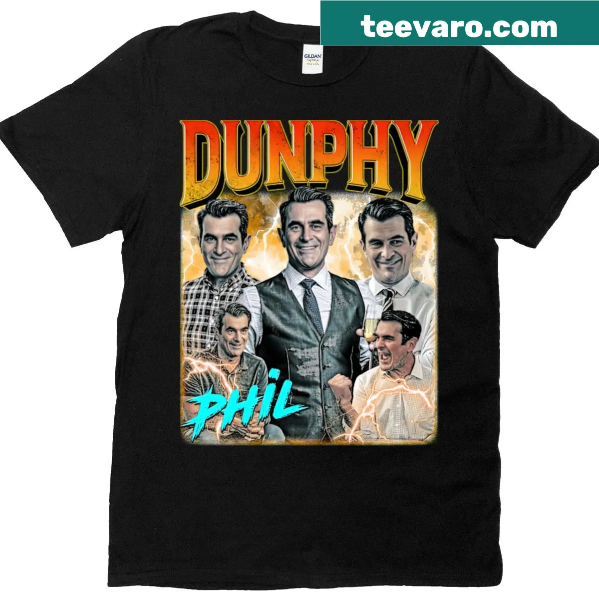 Vintage distressed t-shirt with retro typography of the name Phil — on a men's t-shirt