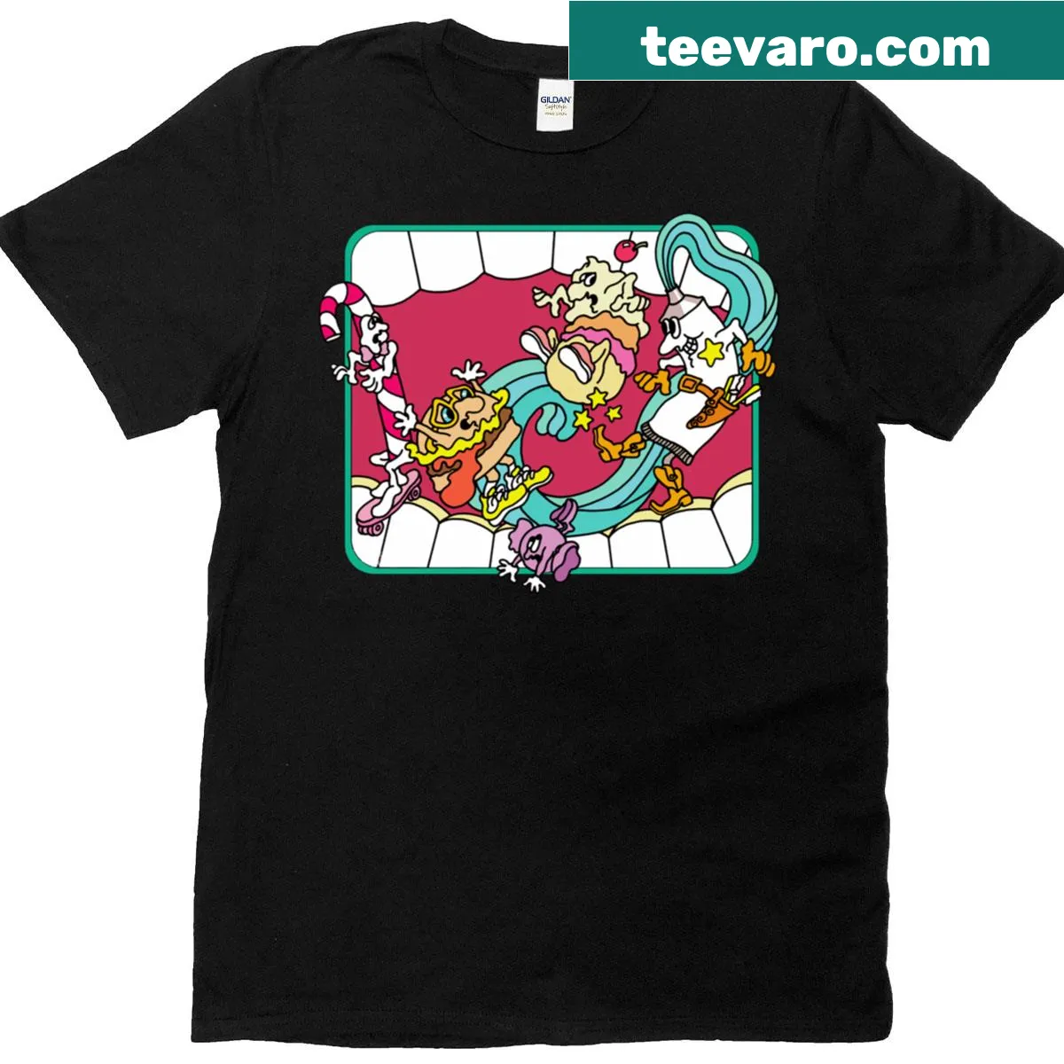 Retro t-shirt featuring 'Plaque Attack' inspired video game graphic — on a men's t-shirt