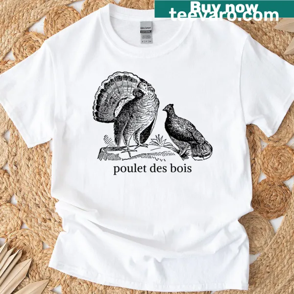 Graphic of a bush chicken with playful design on t-shirt