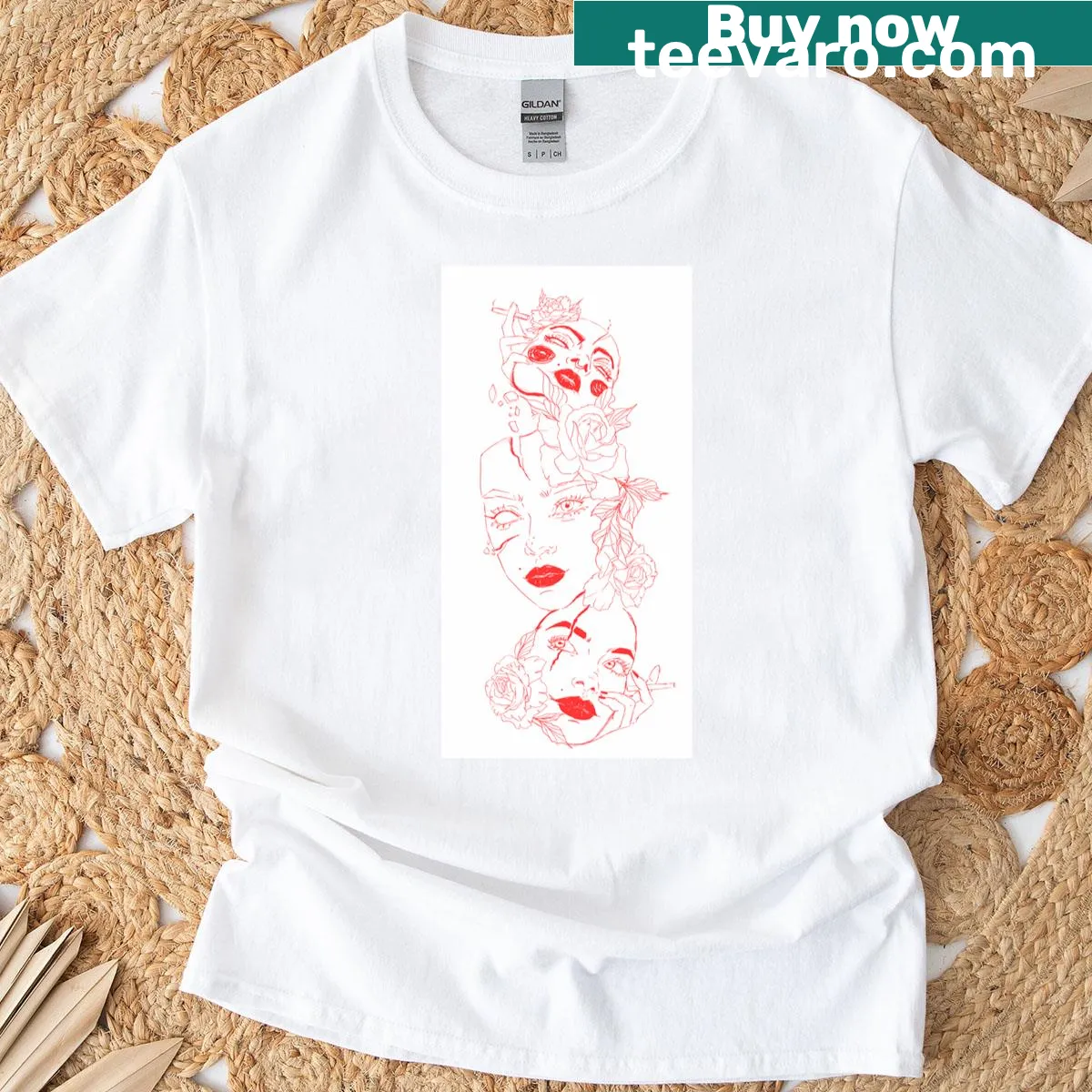 Minimalist sketch of girls in a playful design on a T-shirt — on a men's t-shirt