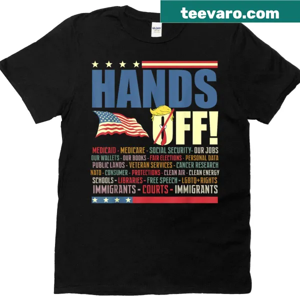 Graphic T-shirt with 'Resist Hands Off' anti-Trump message