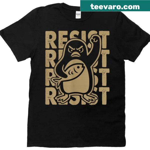 T-shirt with penguins graphic promoting activism and conservation