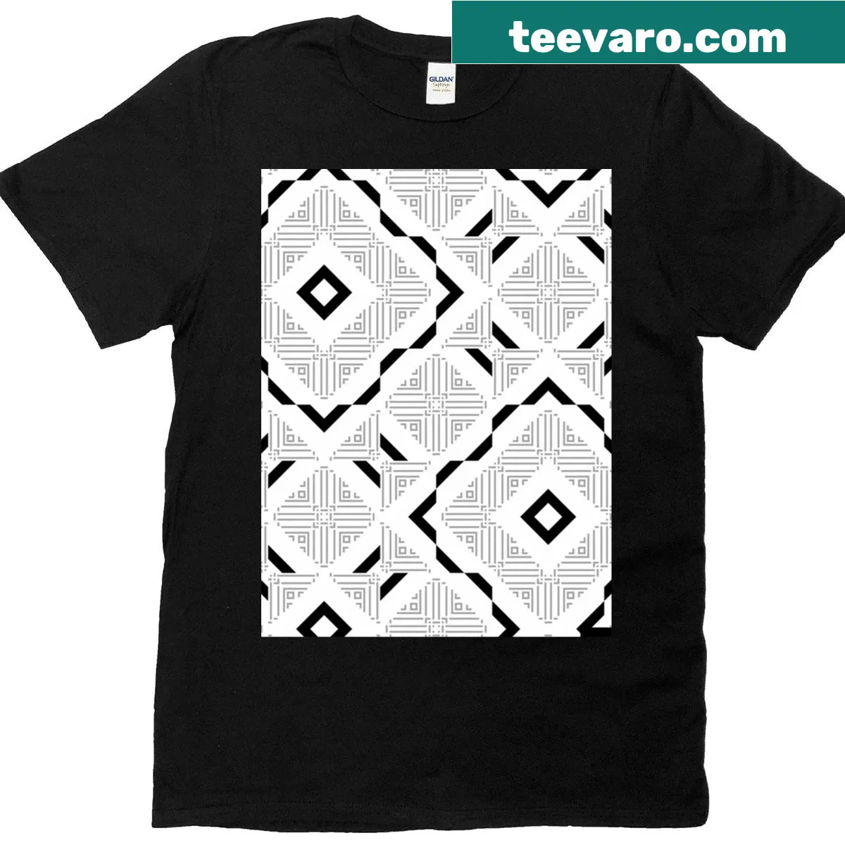 Geometric Art Deco pattern graphic T-shirt — on a men's t-shirt