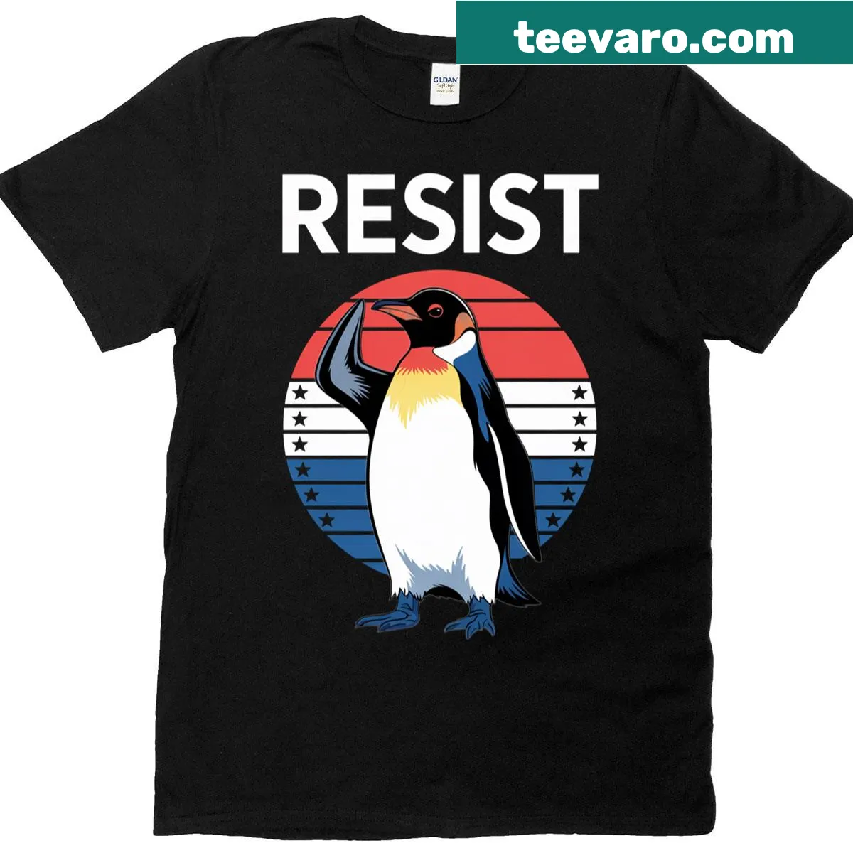 Cartoon penguins with a humorous design on a graphic t-shirt — on a men's t-shirt