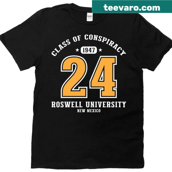 Roswell U varsity conspiracy graphic on a T-shirt