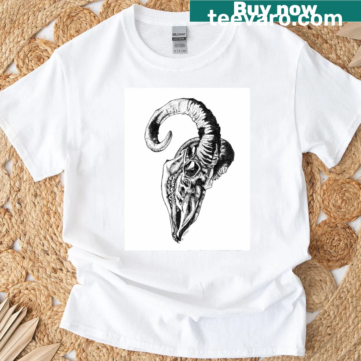 Edgy sheep skull graphic on a T-shirt — on a men's t-shirt