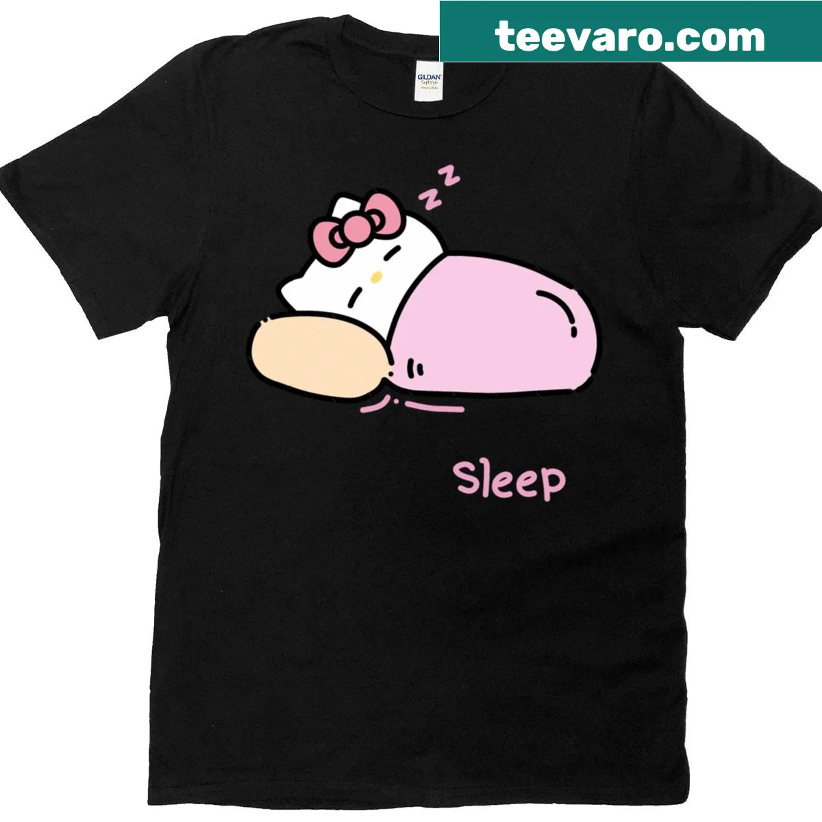 Cute T-shirt featuring a sleeping cat design — on a men's t-shirt