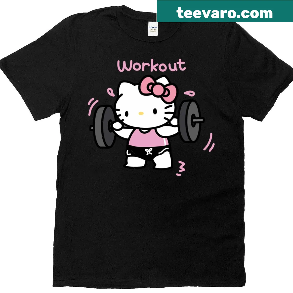 Humorous illustration of cat training on T-shirt — on a men's t-shirt