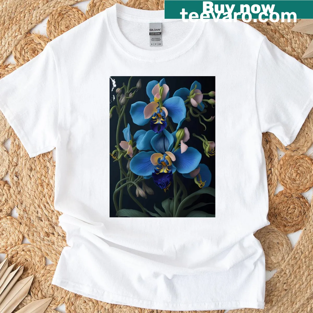 Modern art style tulip graphic on a T-shirt — on a men's t-shirt