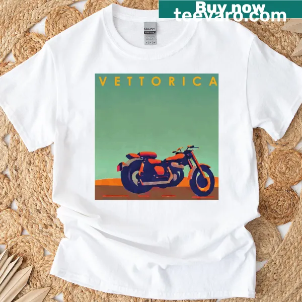 Bold typographic design T-shirt featuring 'V E T T O R I C A - N76'